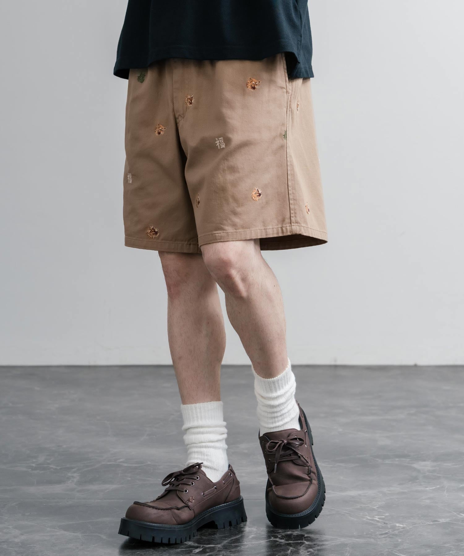 HOUSTON TWILL ALLOVER EMB EASY SHORTS コットンツイル総柄刺繍イージーワイドショートパンツ 16179