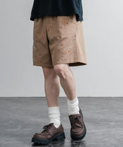 HOUSTON TWILL ALLOVER EMB EASY SHORTS コットンツイル総柄刺繍イージーワイドショートパンツ 16179