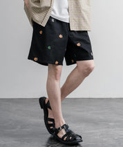 HOUSTON TWILL ALLOVER EMB EASY SHORTS コットンツイル総柄刺繍イージーワイドショートパンツ 16179