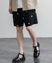 HOUSTON TWILL ALLOVER EMB EASY SHORTS コットンツイル総柄刺繍イージーワイドショートパンツ 16179
