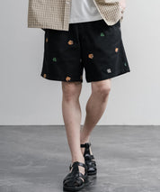 HOUSTON TWILL ALLOVER EMB EASY SHORTS コットンツイル総柄刺繍イージーワイドショートパンツ 16179