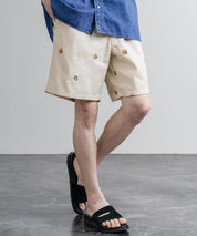 HOUSTON TWILL ALLOVER EMB EASY SHORTS コットンツイル総柄刺繍イージーワイドショートパンツ 16179
