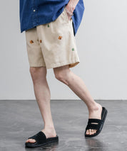 HOUSTON TWILL ALLOVER EMB EASY SHORTS コットンツイル総柄刺繍イージーワイドショートパンツ 16179