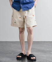 HOUSTON TWILL ALLOVER EMB EASY SHORTS コットンツイル総柄刺繍イージーワイドショートパンツ 16179