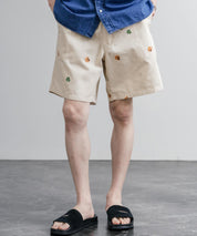 HOUSTON TWILL ALLOVER EMB EASY SHORTS コットンツイル総柄刺繍イージーワイドショートパンツ 16179