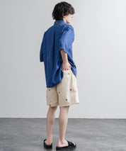 HOUSTON TWILL ALLOVER EMB EASY SHORTS コットンツイル総柄刺繍イージーワイドショートパンツ 16179