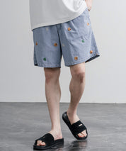 HOUSTON CHAMBRAY ALLOVER EMB EASY SHORTS シャンブレー総柄刺繍イージーショートパンツ 16180