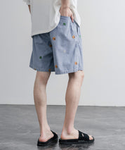 HOUSTON CHAMBRAY ALLOVER EMB EASY SHORTS シャンブレー総柄刺繍イージーショートパンツ 16180