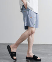 HOUSTON CHAMBRAY ALLOVER EMB EASY SHORTS シャンブレー総柄刺繍イージーショートパンツ 16180