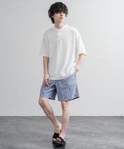 HOUSTON CHAMBRAY ALLOVER EMB EASY SHORTS シャンブレー総柄刺繍イージーショートパンツ 16180