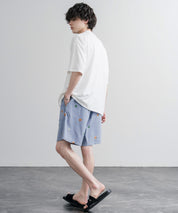 HOUSTON CHAMBRAY ALLOVER EMB EASY SHORTS シャンブレー総柄刺繍イージーショートパンツ 16180