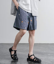 HOUSTON CHAMBRAY ALLOVER EMB EASY SHORTS シャンブレー総柄刺繍イージーショートパンツ 16180
