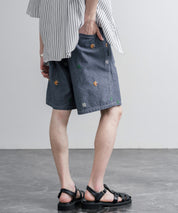 HOUSTON CHAMBRAY ALLOVER EMB EASY SHORTS シャンブレー総柄刺繍イージーショートパンツ 16180