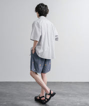 HOUSTON CHAMBRAY ALLOVER EMB EASY SHORTS シャンブレー総柄刺繍イージーショートパンツ 16180