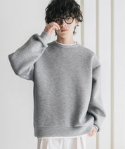 オーバーサイズダンボールニットフェイクレイヤードプルオーバートレーナー 16184