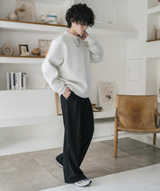 オーバーサイズダンボールニットフェイクレイヤードプルオーバートレーナー 16184
