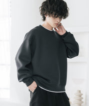 オーバーサイズダンボールニットフェイクレイヤードプルオーバートレーナー 16184