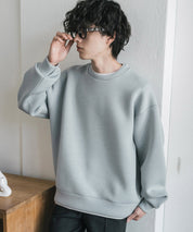 オーバーサイズダンボールニットフェイクレイヤードプルオーバートレーナー 16184