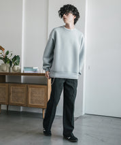 オーバーサイズダンボールニットフェイクレイヤードプルオーバートレーナー 16184