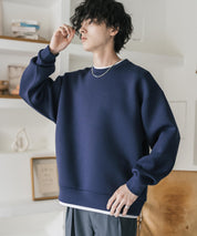 オーバーサイズダンボールニットフェイクレイヤードプルオーバートレーナー 16184