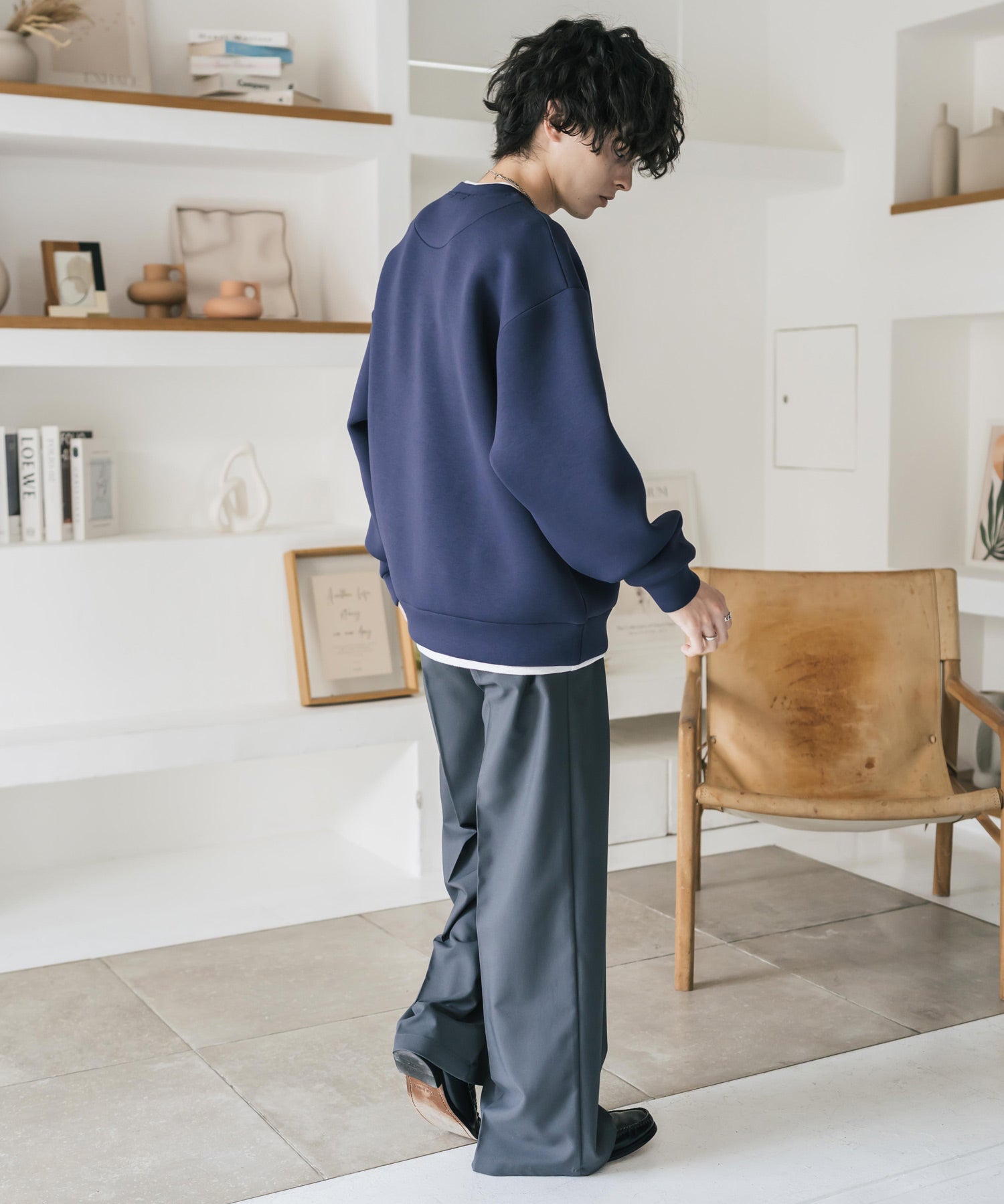 オーバーサイズダンボールニットフェイクレイヤードプルオーバートレーナー 16184