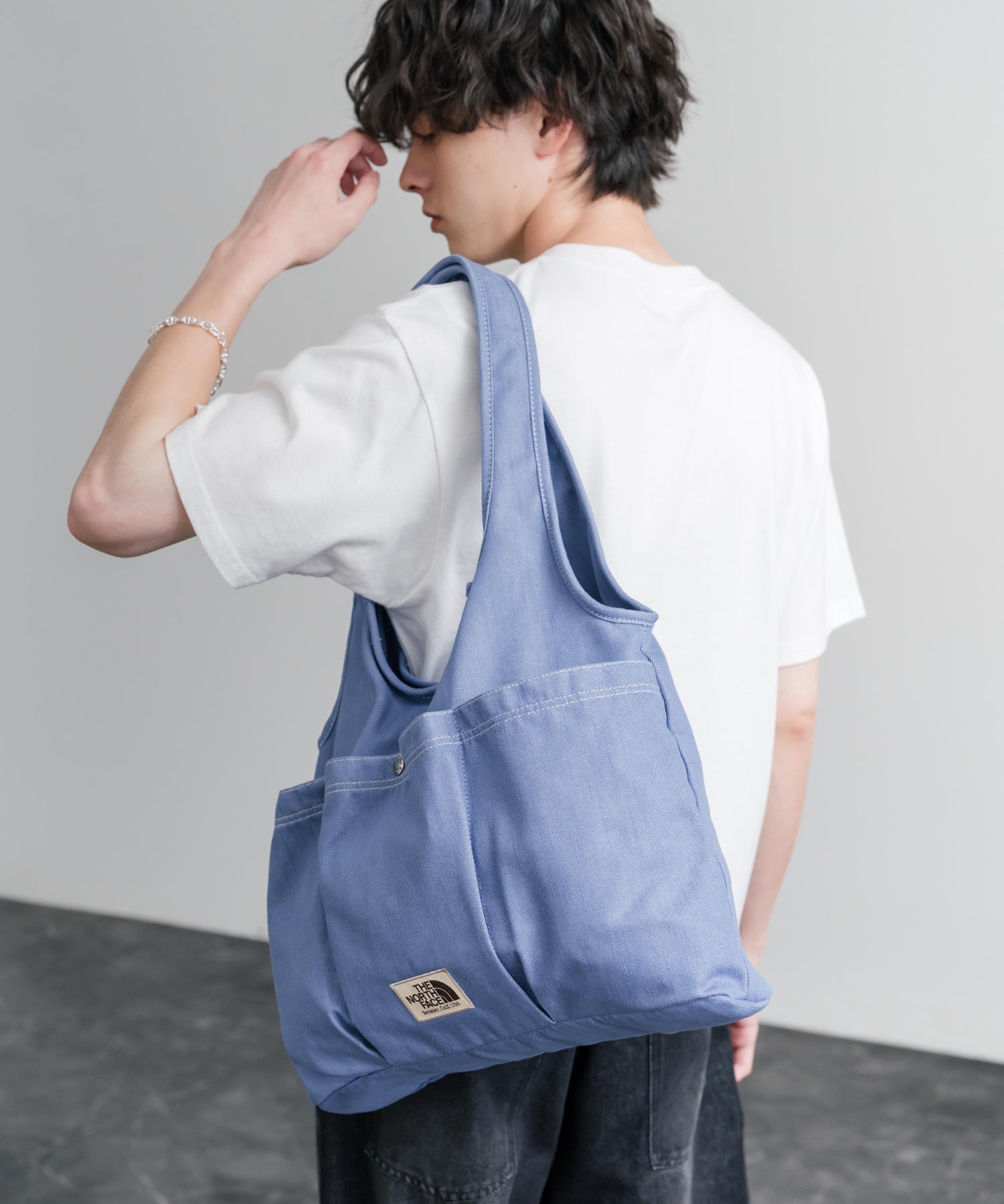 THE NORTH FACE WHITE LABEL WL TRIG BAG ナイロンデニムワンポイントロゴショルダートートバッグ 16204