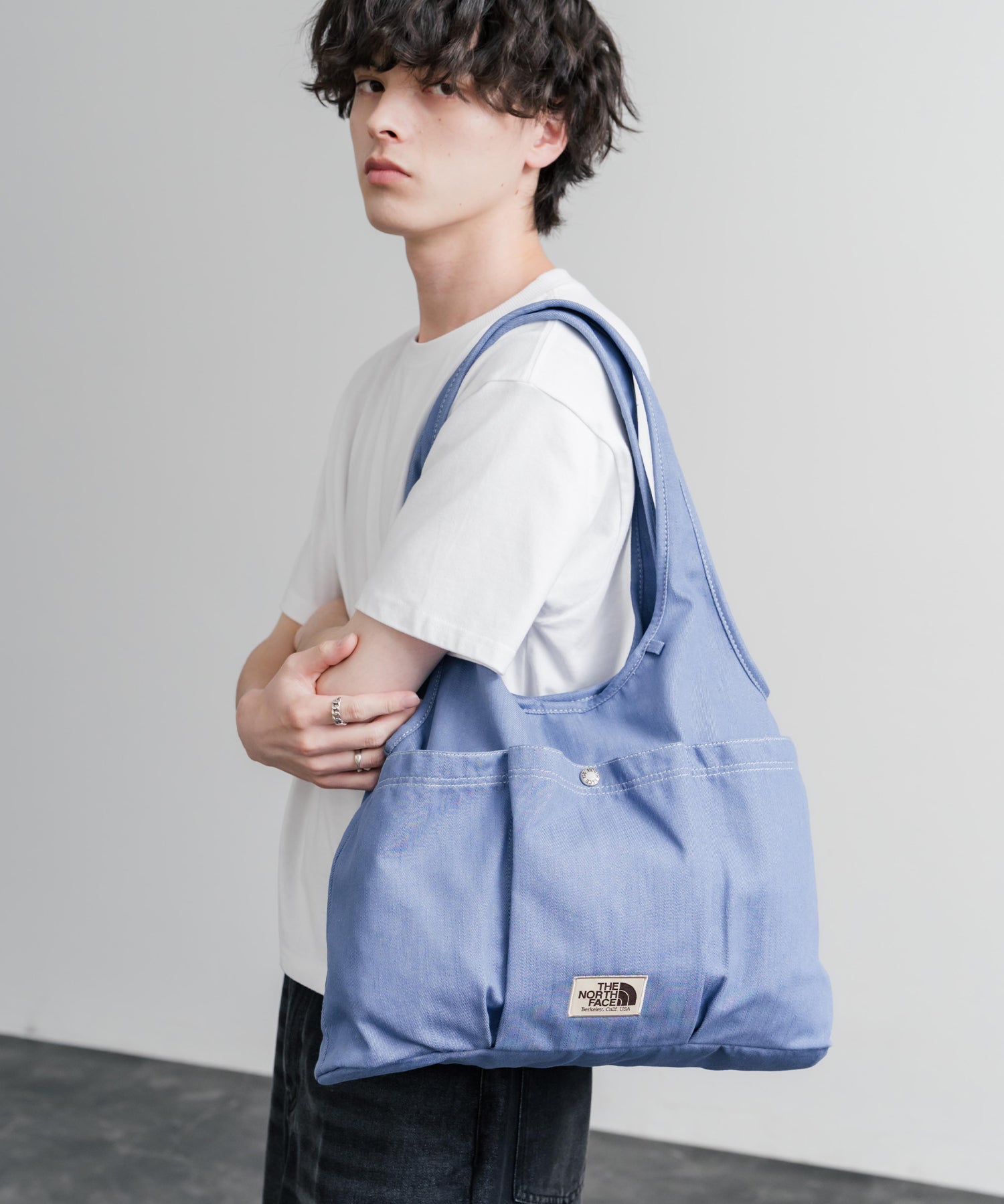 THE NORTH FACE WHITE LABEL WL TRIG BAG ナイロンデニムワンポイントロゴショルダートートバッグ 16204