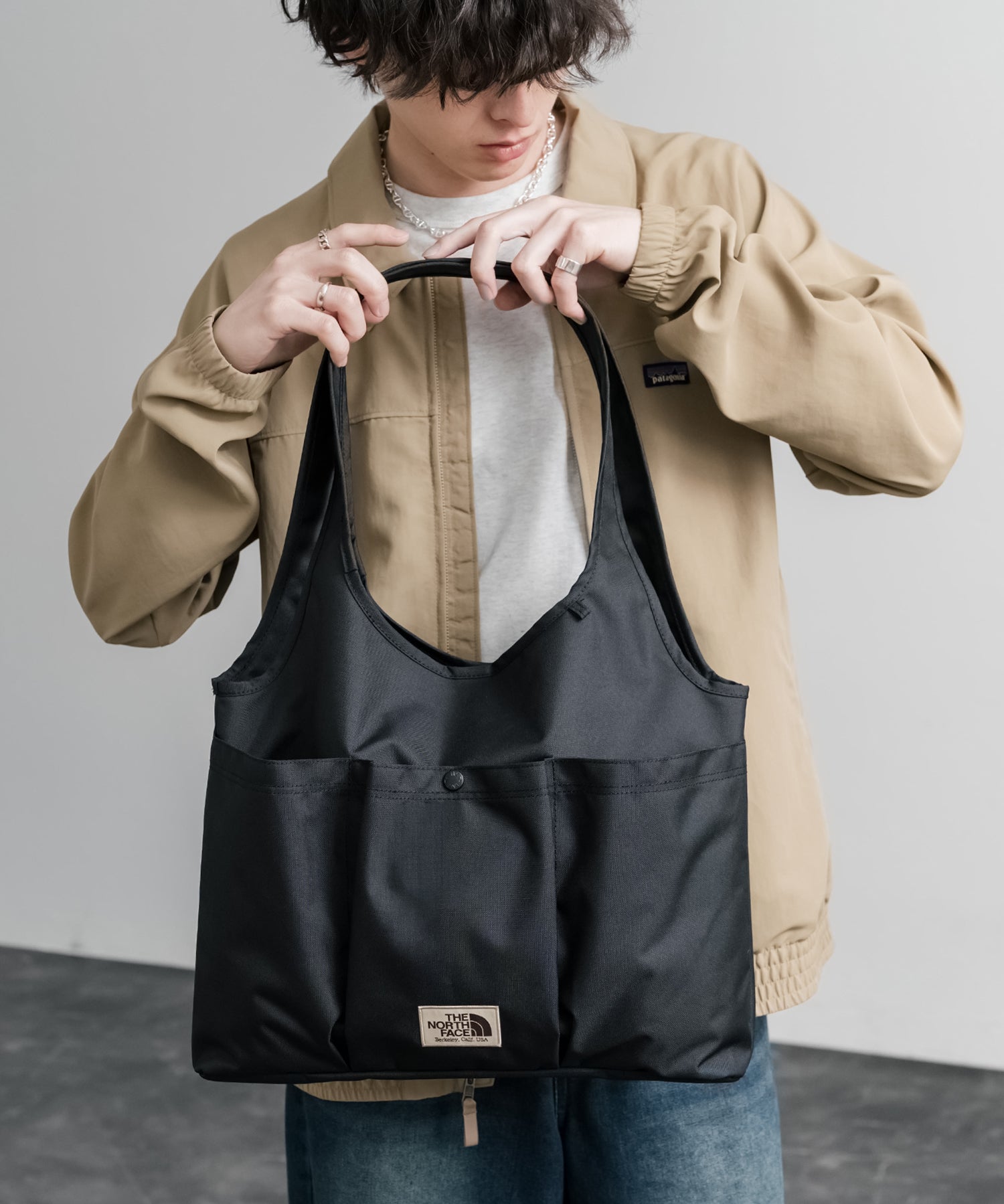 THE NORTH FACE WHITE LABEL WL TRIG BAG ナイロンデニムワンポイントロゴショルダートートバッグ 16204