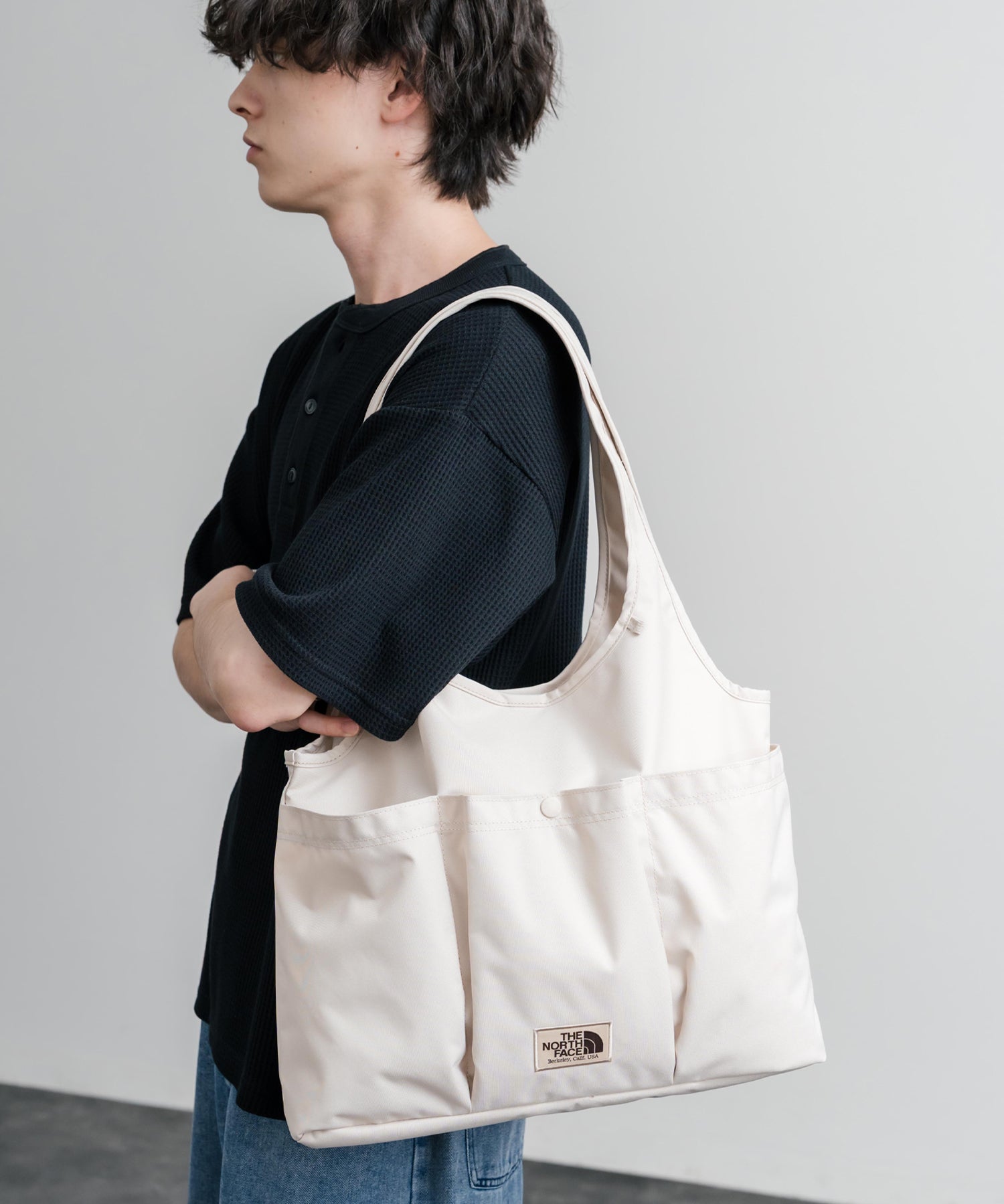 THE NORTH FACE WHITE LABEL WL TRIG BAG ナイロンデニムワンポイントロゴショルダートートバッグ 16204