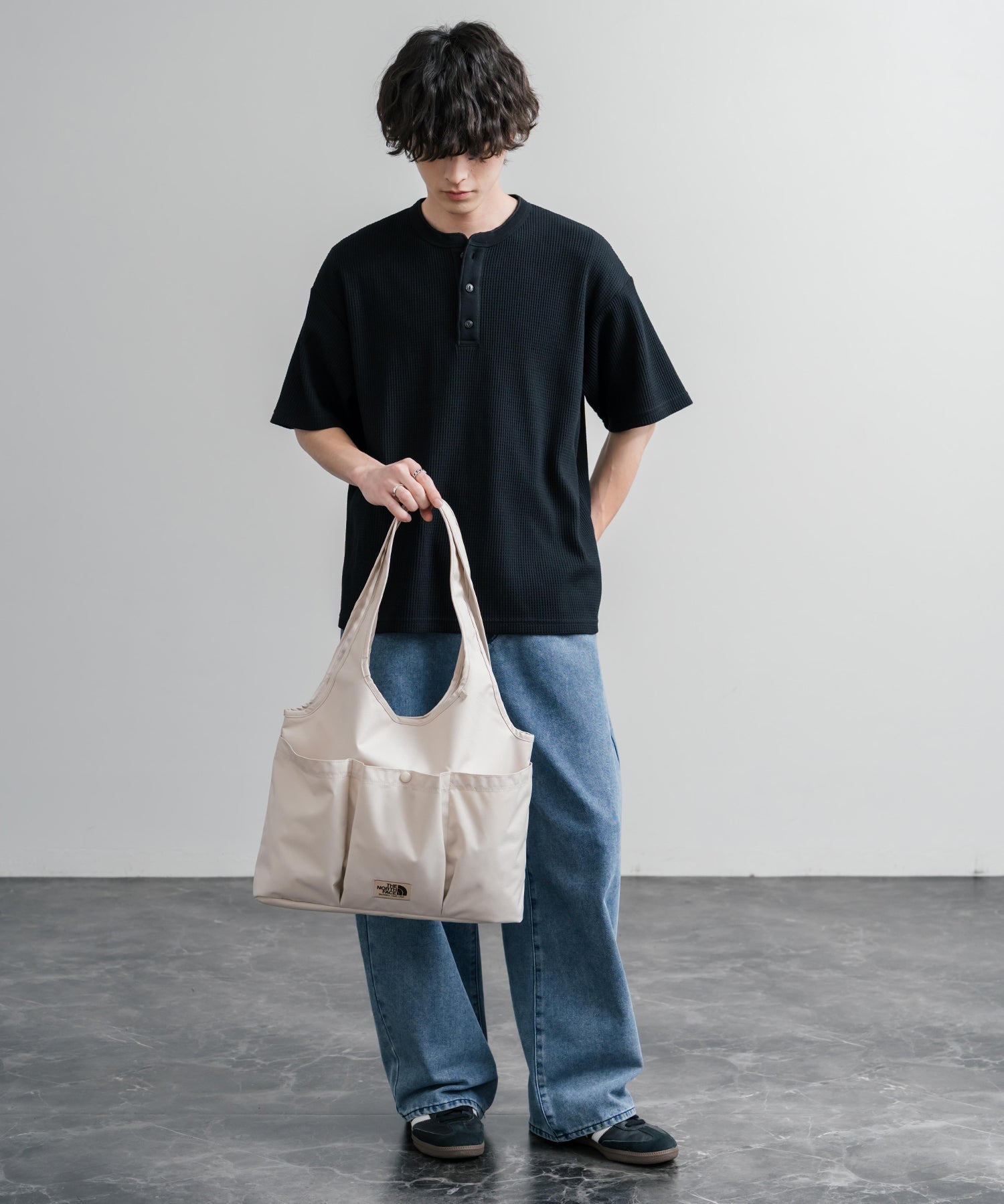 THE NORTH FACE WHITE LABEL WL TRIG BAG ナイロンデニムワンポイントロゴショルダートートバッグ 16204