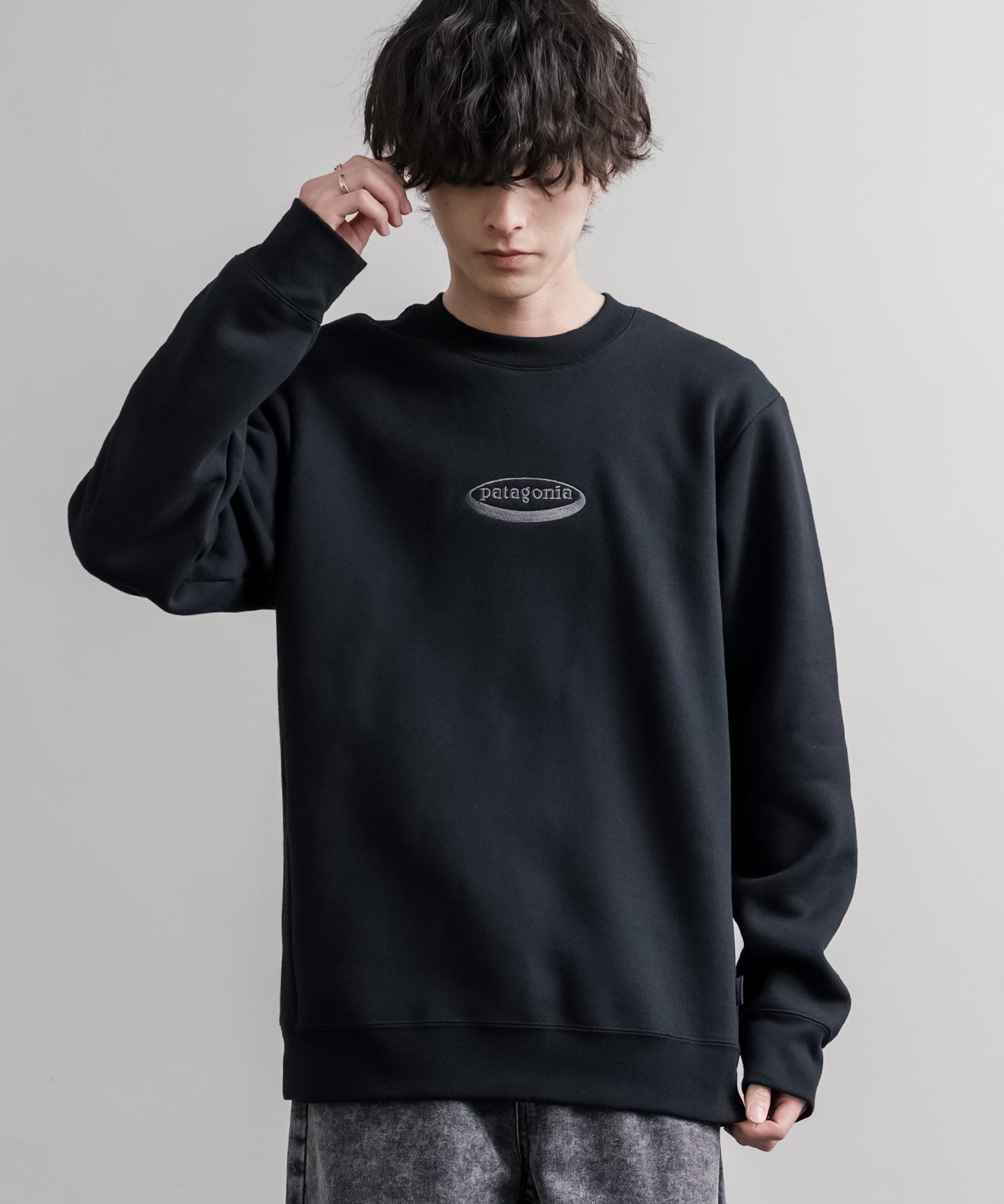 Patagonia M S 95 OVAL LOGO UPRISAL CREW SWEATSHIRT ロゴ刺繍裏起毛長袖スウェットトレーナー 16218