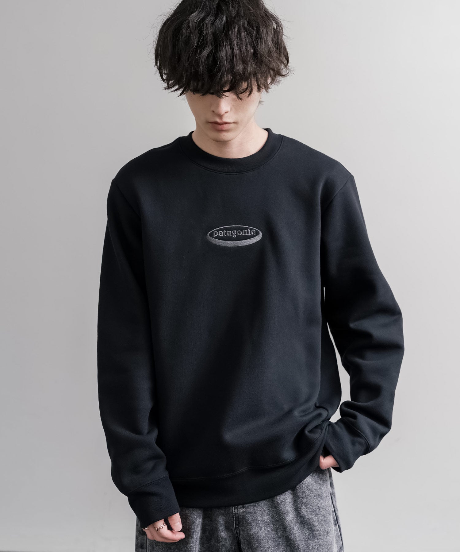 Patagonia M S 95 OVAL LOGO UPRISAL CREW SWEATSHIRT ロゴ刺繍裏起毛長袖スウェットトレーナー 16218