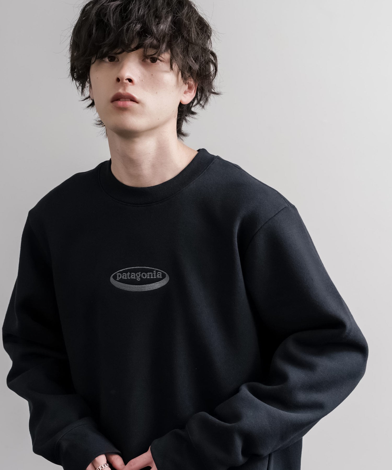 Patagonia M S 95 OVAL LOGO UPRISAL CREW SWEATSHIRT ロゴ刺繍裏起毛長袖スウェットトレーナー 16218