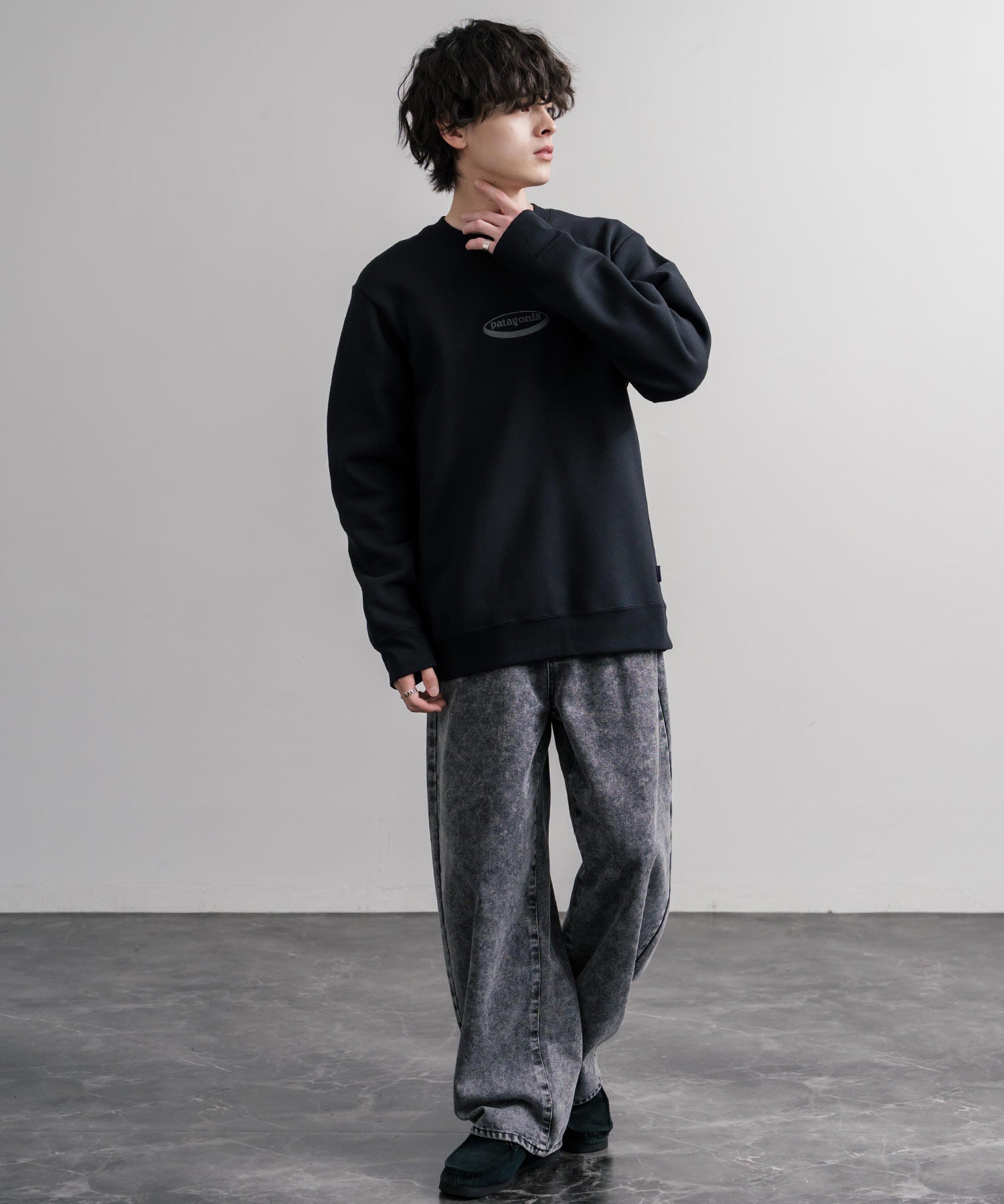 Patagonia M S 95 OVAL LOGO UPRISAL CREW SWEATSHIRT ロゴ刺繍裏起毛長袖スウェットトレーナー 16218