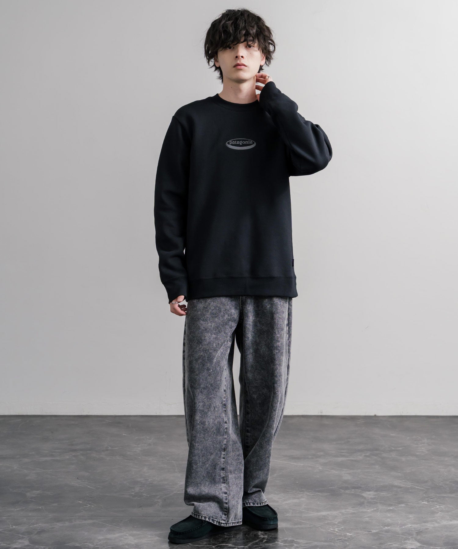 Patagonia M S 95 OVAL LOGO UPRISAL CREW SWEATSHIRT ロゴ刺繍裏起毛長袖スウェットトレーナー 16218