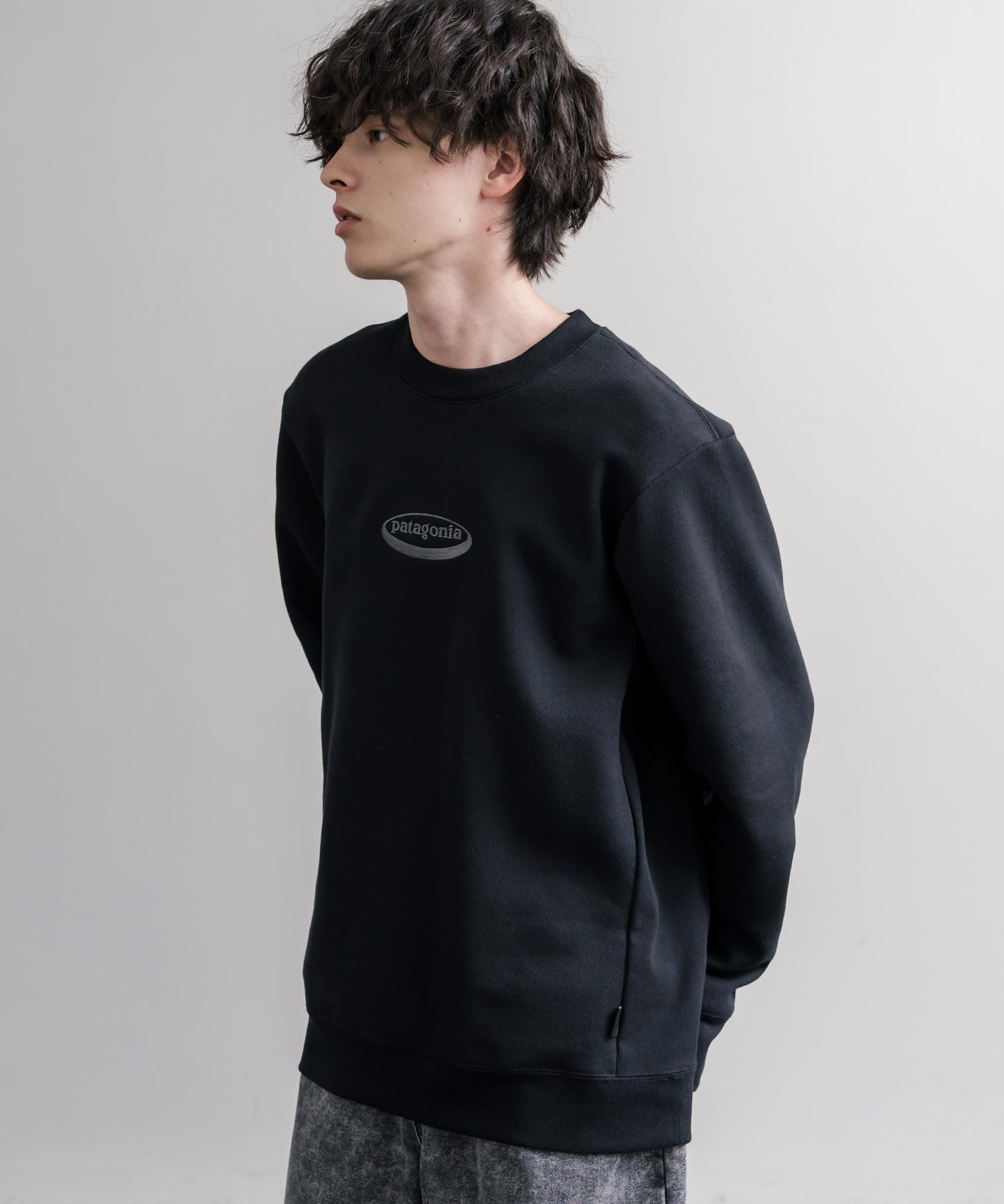 Patagonia M S 95 OVAL LOGO UPRISAL CREW SWEATSHIRT ロゴ刺繍裏起毛長袖スウェットトレーナー 16218