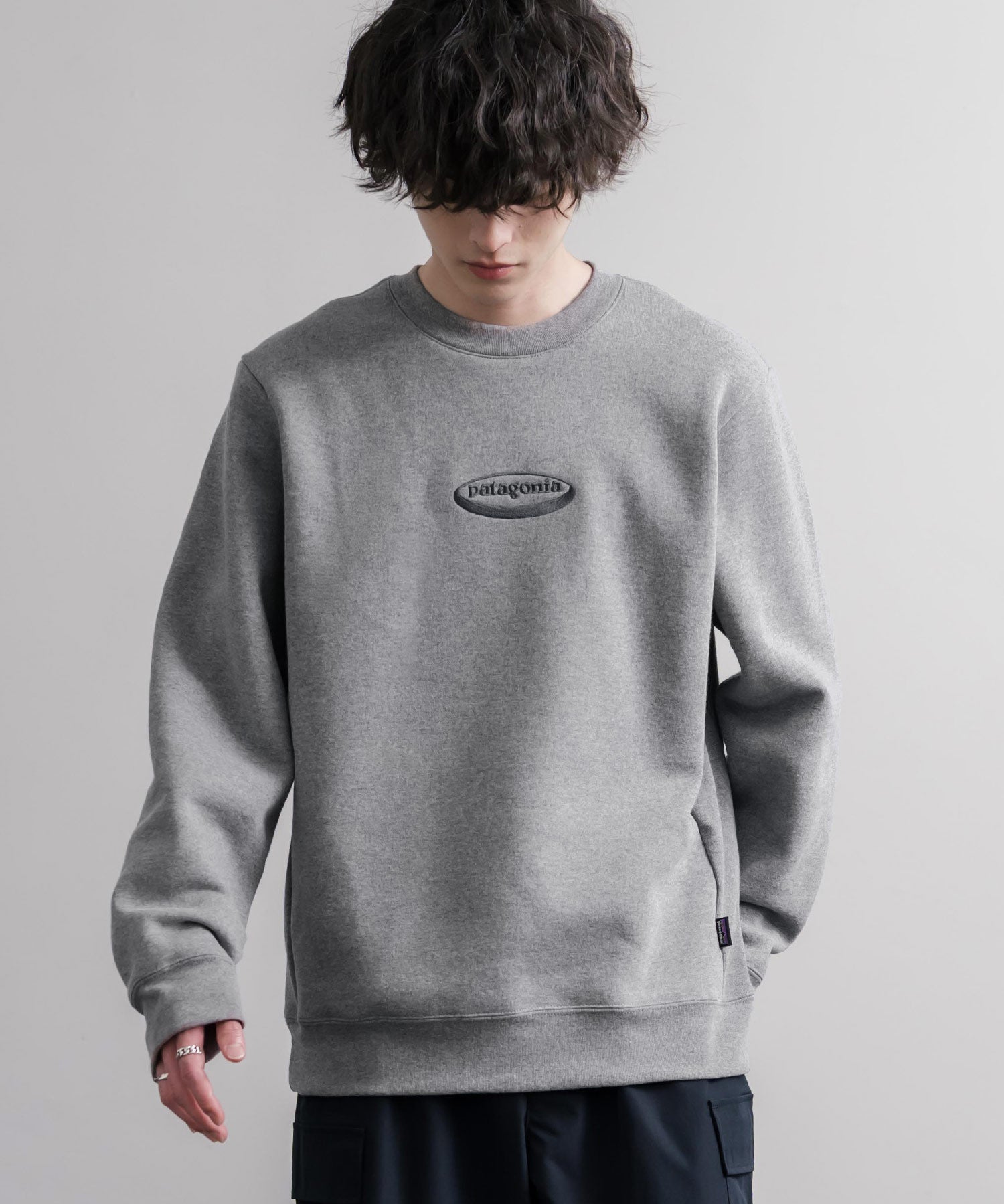 Patagonia M S 95 OVAL LOGO UPRISAL CREW SWEATSHIRT ロゴ刺繍裏起毛長袖スウェットトレーナー 16218