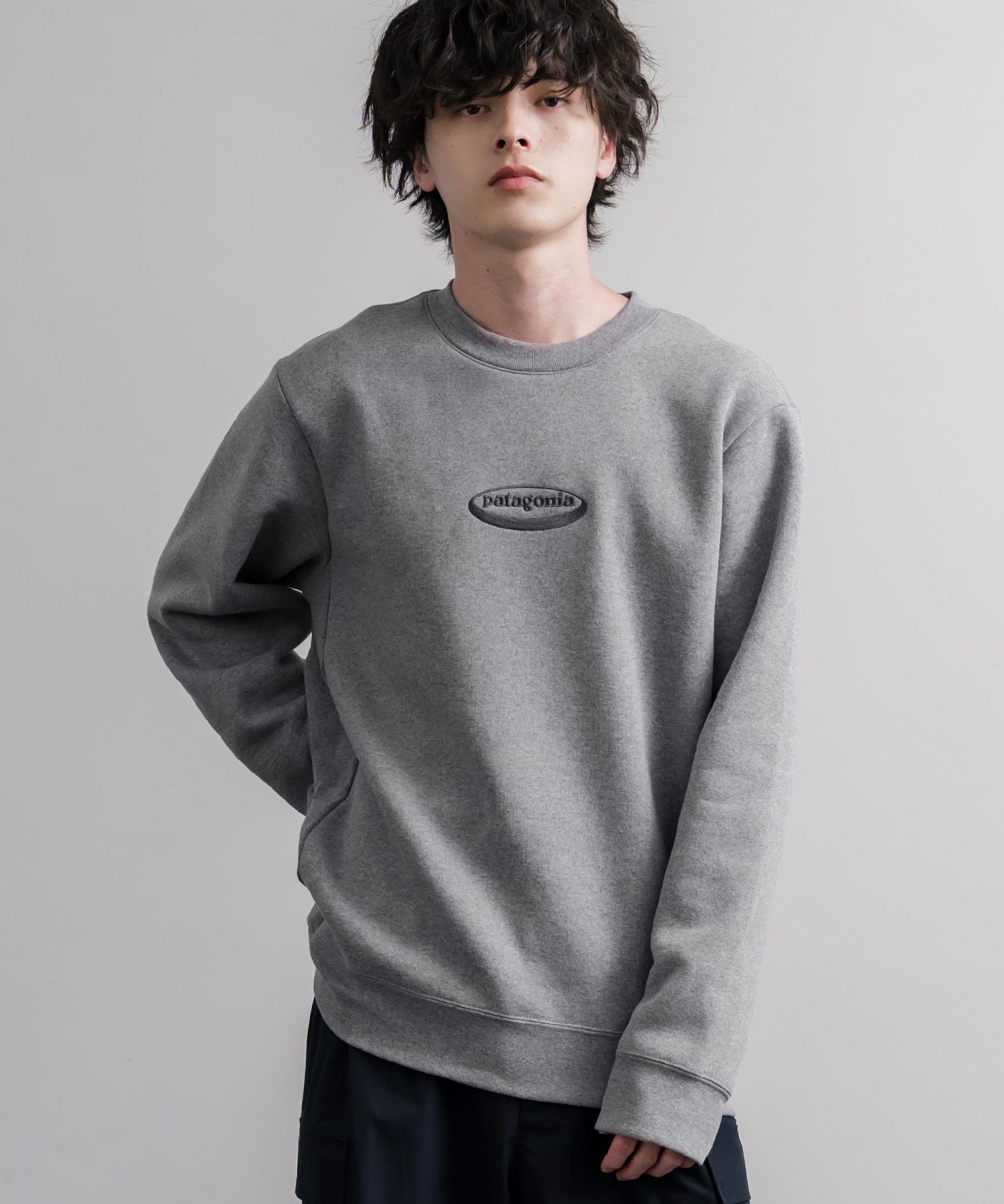 Patagonia M S 95 OVAL LOGO UPRISAL CREW SWEATSHIRT ロゴ刺繍裏起毛長袖スウェットトレーナー 16218