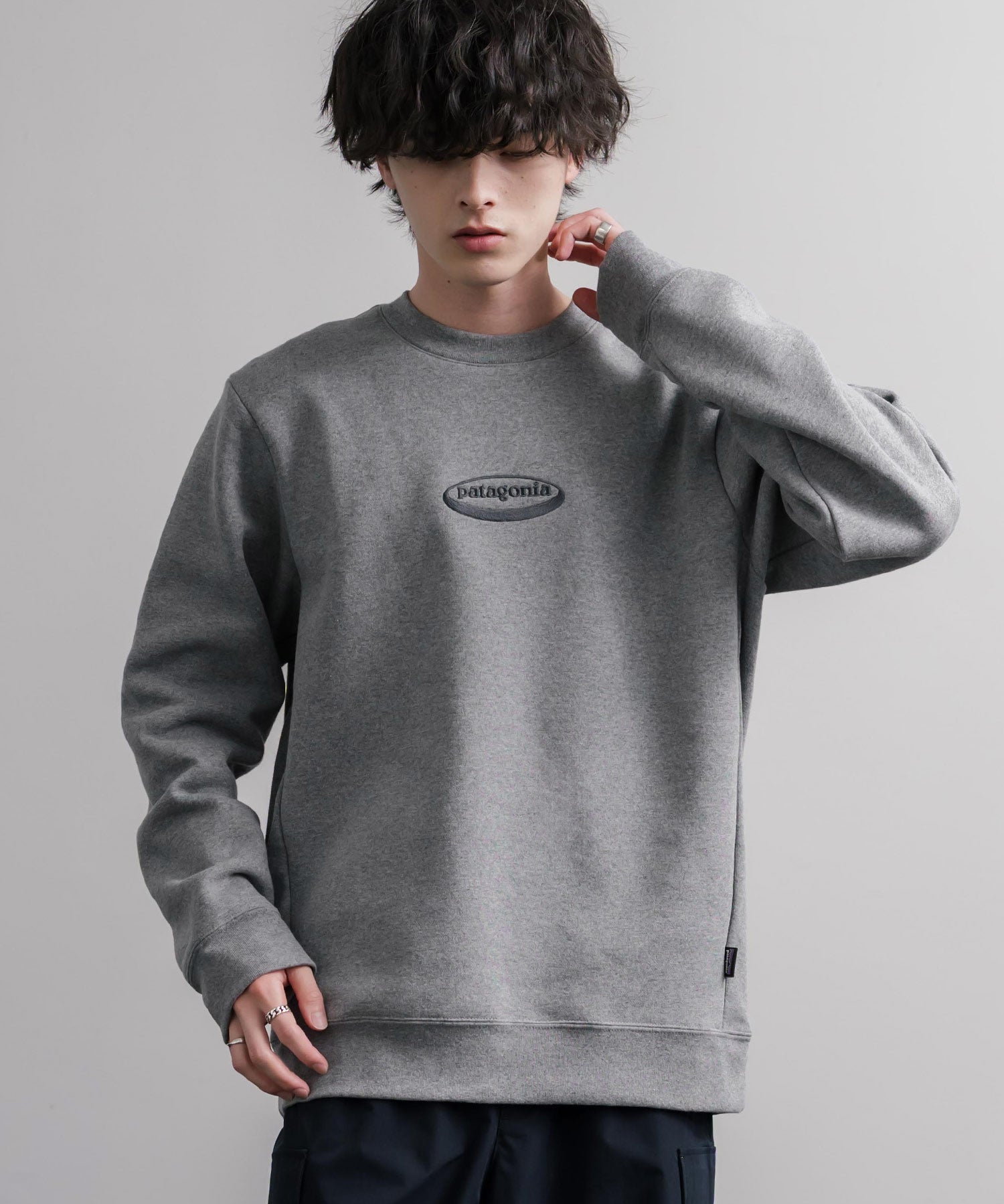 Patagonia M S 95 OVAL LOGO UPRISAL CREW SWEATSHIRT ロゴ刺繍裏起毛長袖スウェットトレーナー 16218