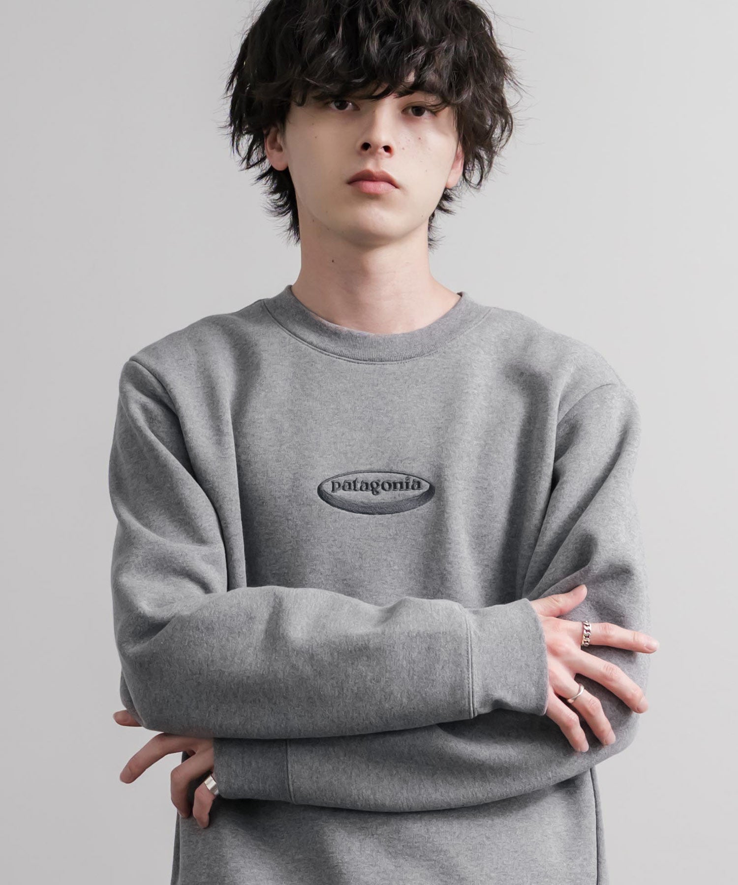 Patagonia M S 95 OVAL LOGO UPRISAL CREW SWEATSHIRT ロゴ刺繍裏起毛長袖スウェットトレーナー 16218