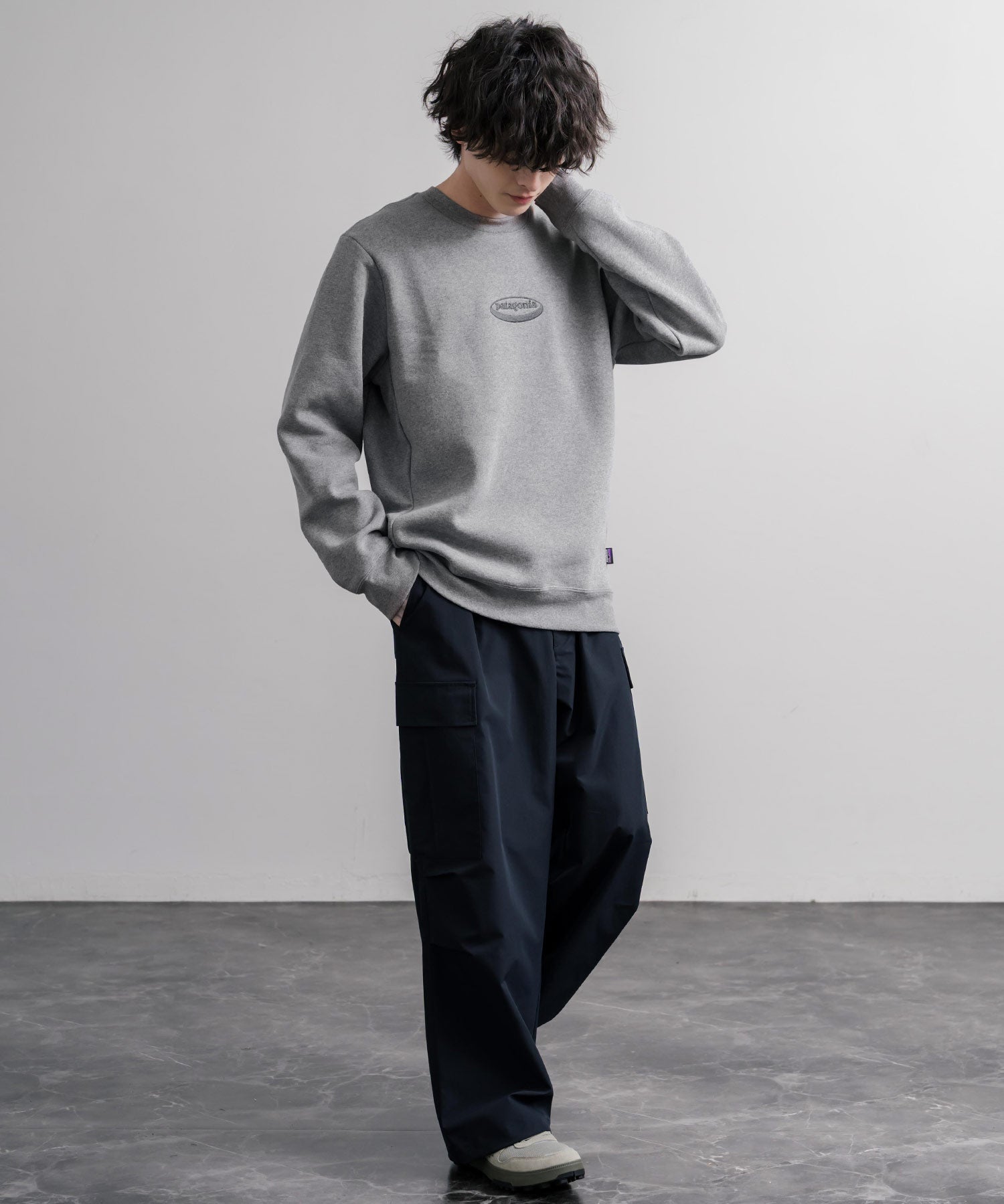 Patagonia M S 95 OVAL LOGO UPRISAL CREW SWEATSHIRT ロゴ刺繍裏起毛長袖スウェットトレーナー 16218