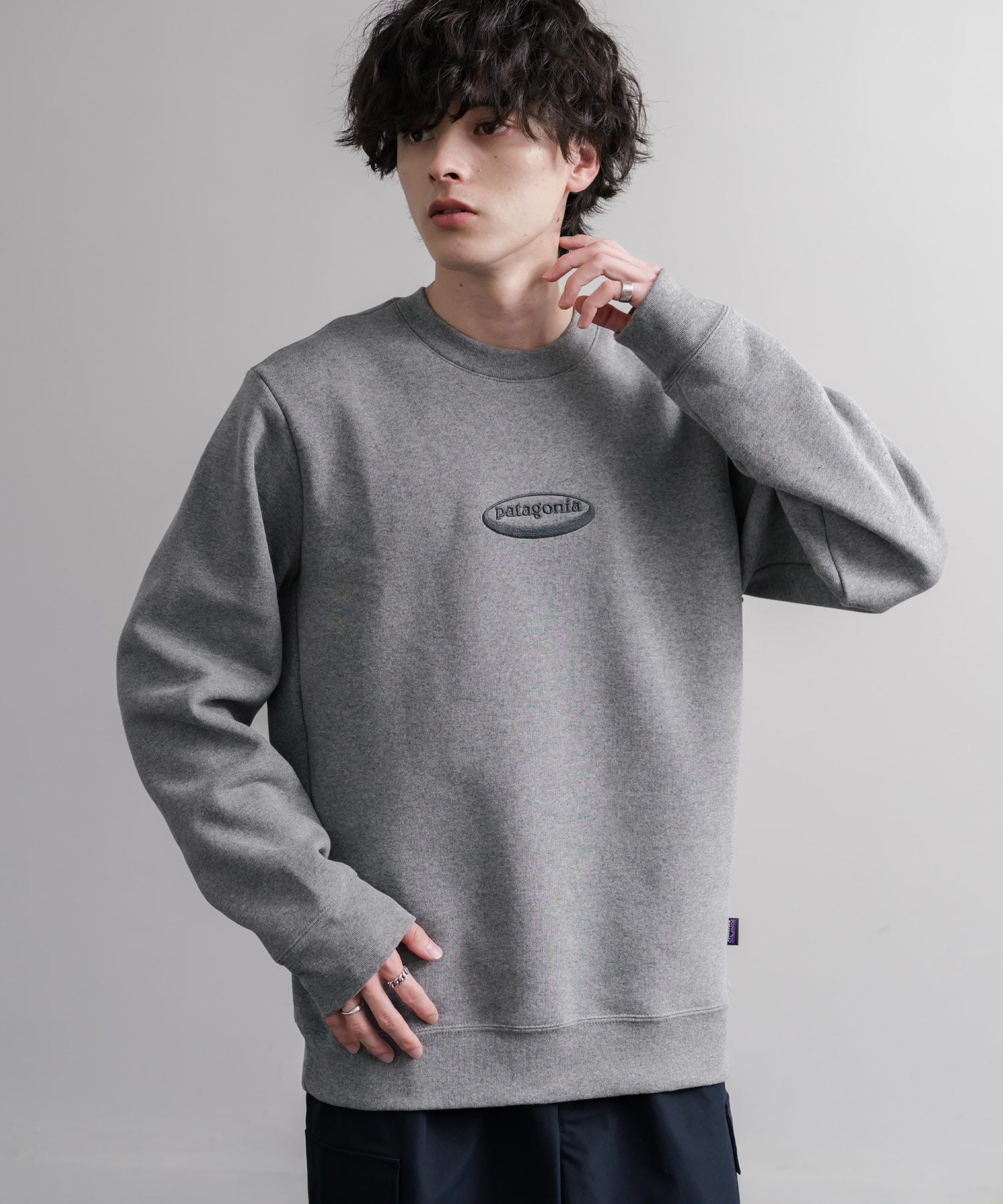 Patagonia M S 95 OVAL LOGO UPRISAL CREW SWEATSHIRT ロゴ刺繍裏起毛長袖スウェットトレーナー 16218