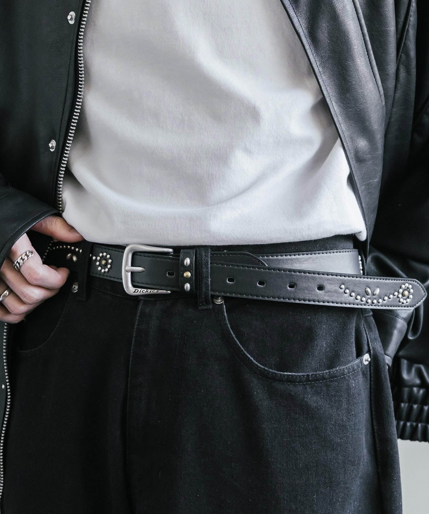 Dickies ディッキーズ サイズ調整可能 30mm PUレザー スタッズベルト