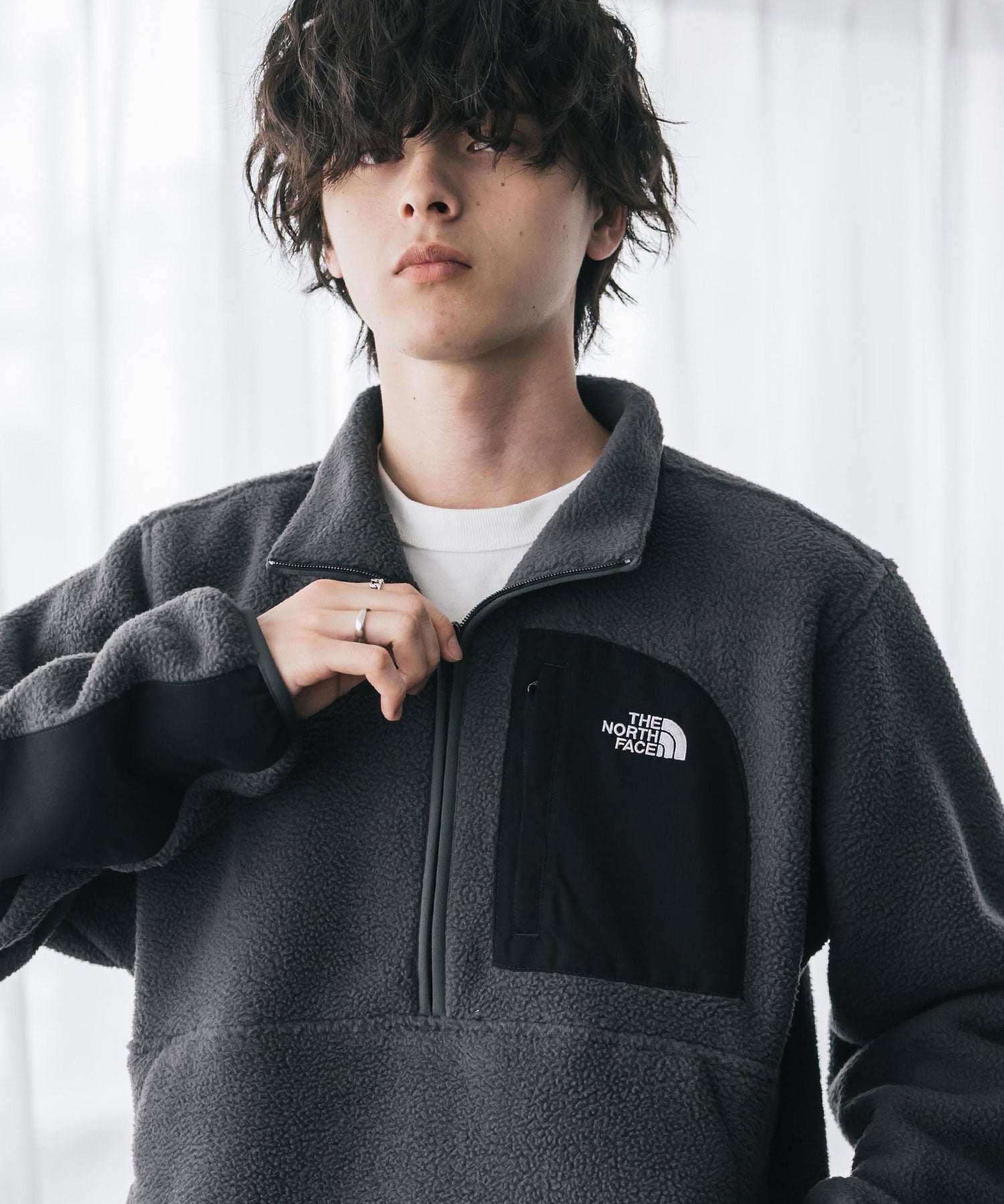 THE NORTH FACE ザ・ノースフェイス Men's Yumiori Off Peak 1/2 Zip Jacket ワンポイントロゴ刺繍ハーフジップ長袖フリースプルオーバー 16245