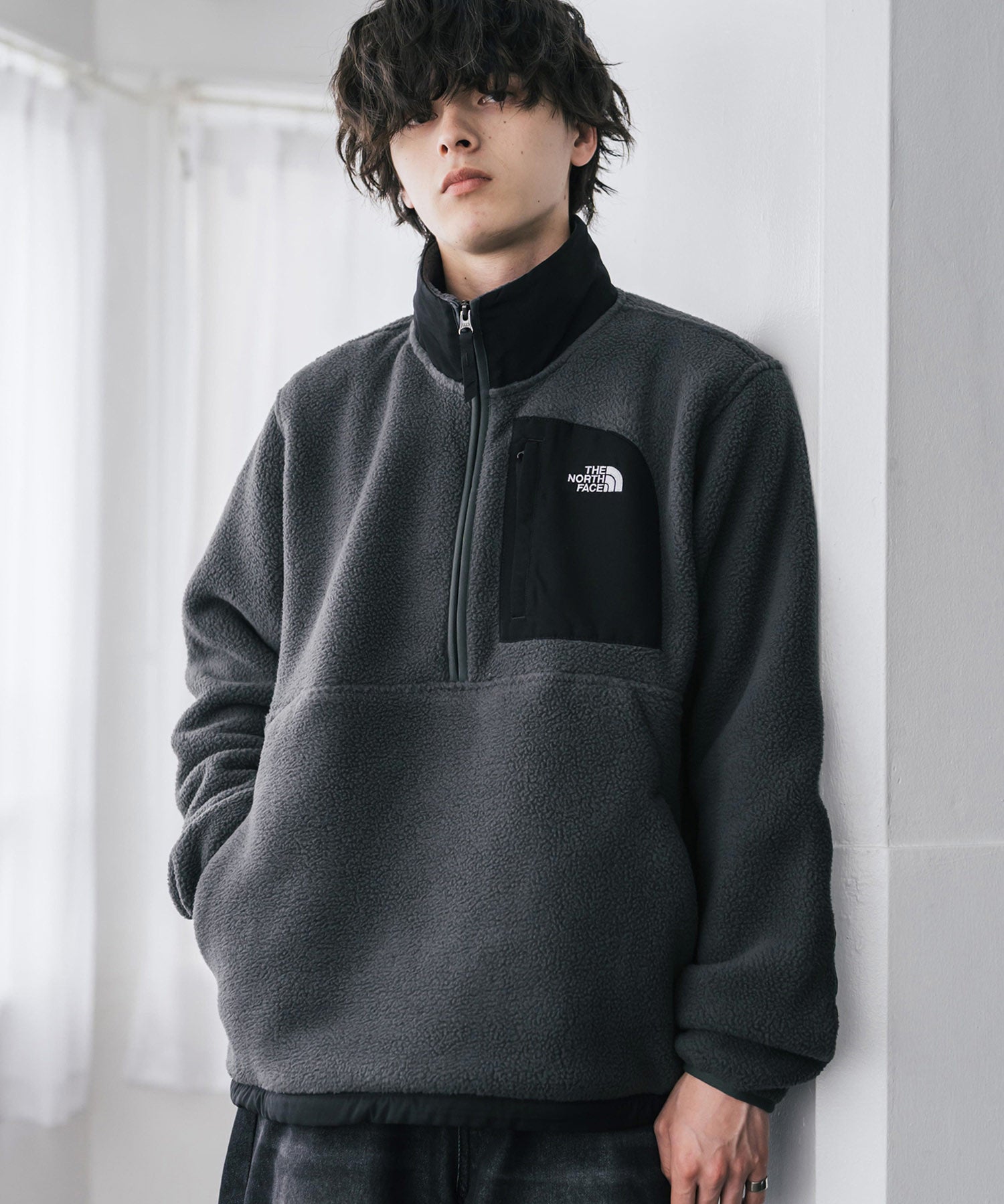 THE NORTH FACE ザ・ノースフェイス Men's Yumiori Off Peak 1/2 Zip Jacket ワンポイントロゴ刺繍ハーフジップ長袖フリースプルオーバー 16245