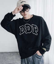 ddp ディーディーピー オーバーサイズグラフィックプリント裏起毛ロゴ刺繍クルーネック長袖トレーナースウェット 16247