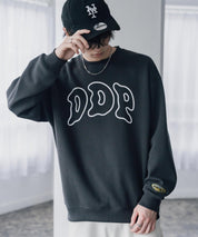 ddp ディーディーピー オーバーサイズグラフィックプリント裏起毛ロゴ刺繍クルーネック長袖トレーナースウェット 16247