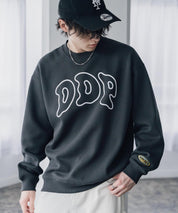 ddp ディーディーピー オーバーサイズグラフィックプリント裏起毛ロゴ刺繍クルーネック長袖トレーナースウェット 16247