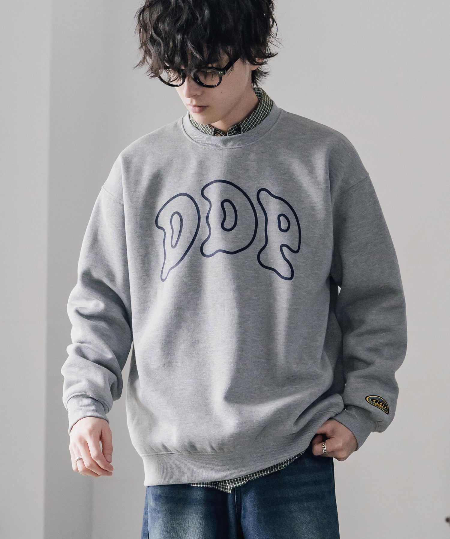ddp ディーディーピー オーバーサイズグラフィックプリント裏起毛ロゴ刺繍クルーネック長袖トレーナースウェット 16247