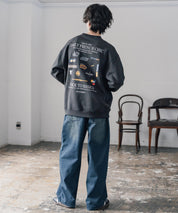 ddp ディーディーピー オーバーサイズグラフィックプリント裏起毛ロゴ刺繍クルーネック長袖トレーナースウェット 16247